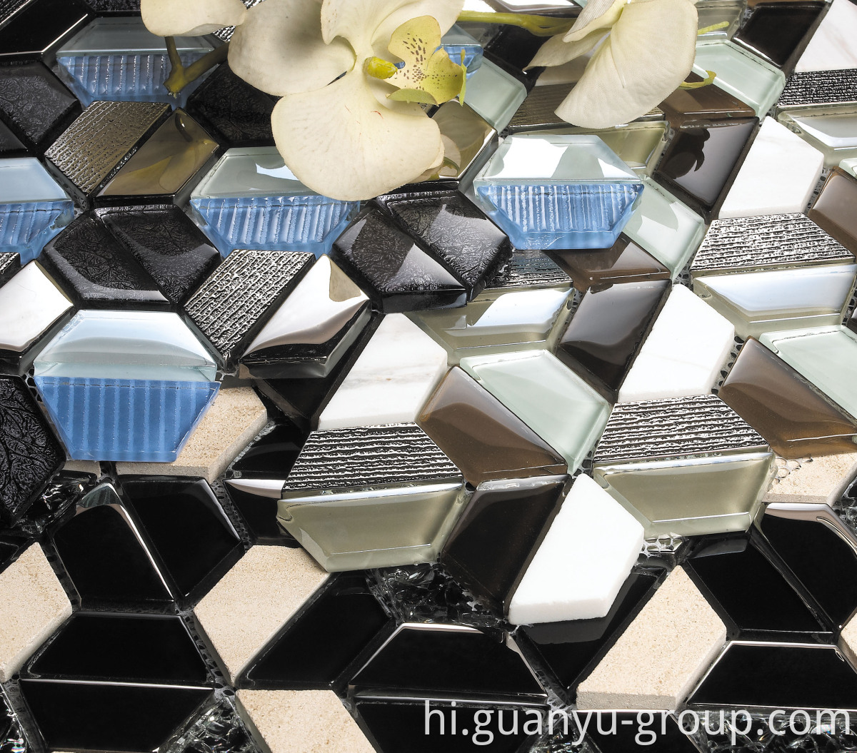 Mix Color Hexagon Crystal Mosaic